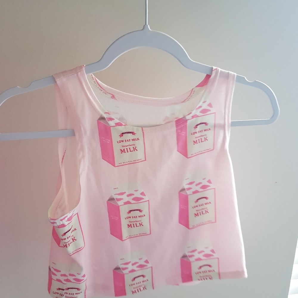 Strawberry Milk Crop Tank Top